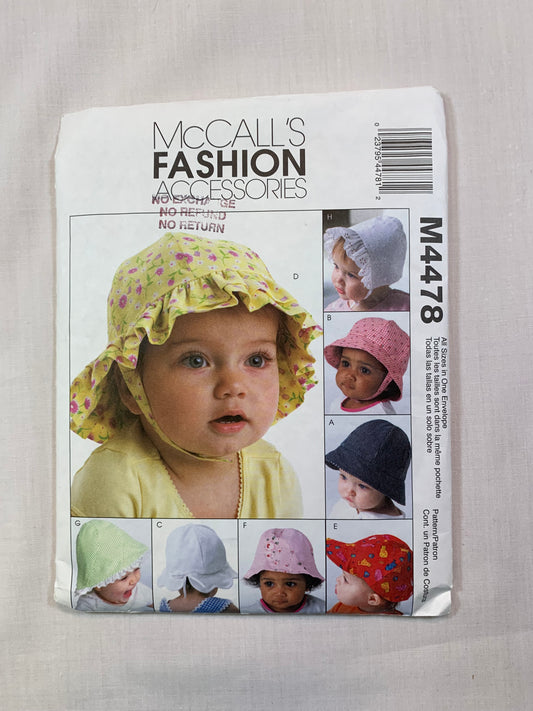 McCall's M4478 Infants' Hats, Size 18"-20" Cut, 2004