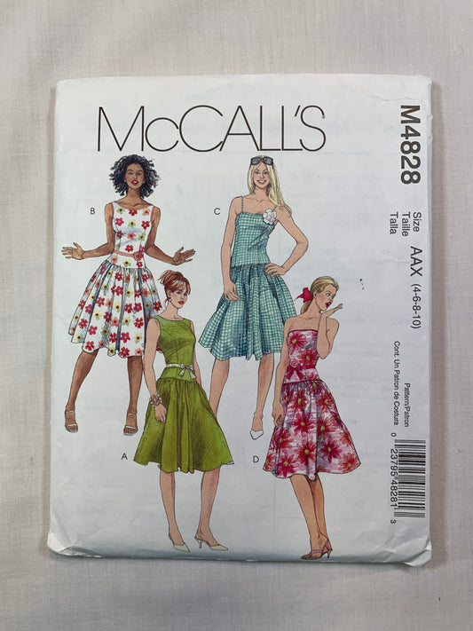 McCall's M4828 Misses'/Miss Petite Dresses, Belt, Size 4-10 , Cut