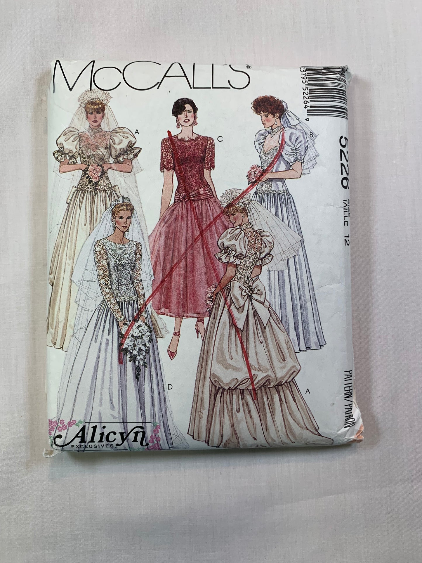 McCall's 5226 Misses' Bridal Gowns, Bridesmaids' Gowns, Dress, Size 12, Cut, Vintage 1991