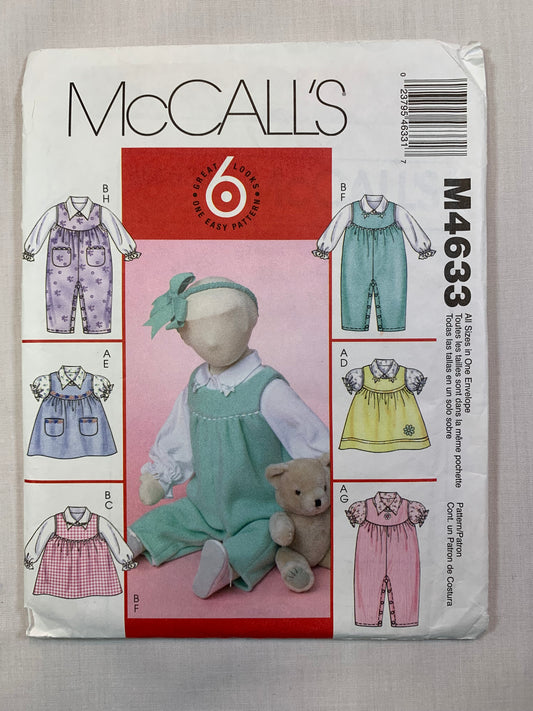 McCall's M4633 Infants' Blouse, Jumpers, Jumpsuits, Size S-XL, Uncut, 2004