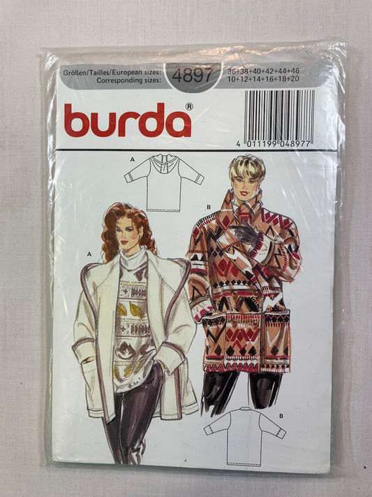 Burda 4897 Misses' Coat, Jacket, Size 10-12, Cut, 2000