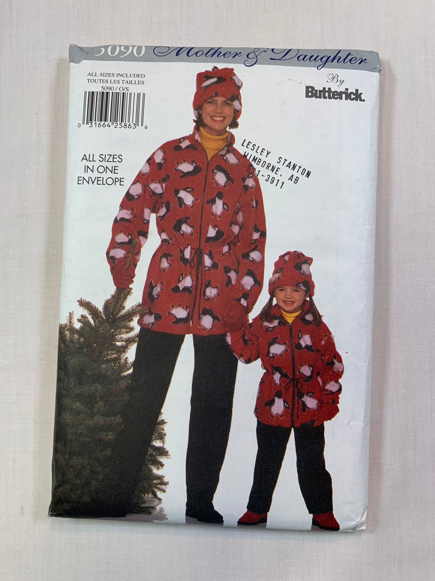 Butterick 5090 Misses'/Children's/Girls' Jacket, Tapered Pants, Hat, Loose-Fitting, Drawstring Waist, Pockets, Front Zipper, Size 6-18, Uncut, Vintage 1997
