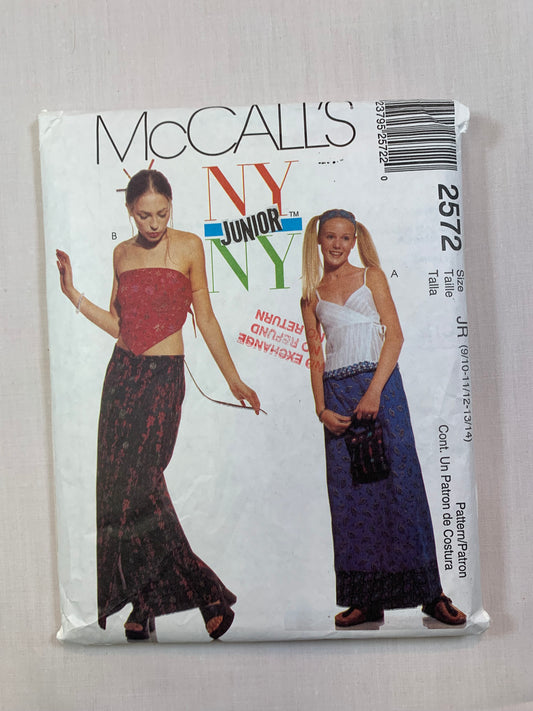 McCall's 2572 Misses' Junior, Top, Wrap Skirt, Size 9/10-13/14, Cut, 2000