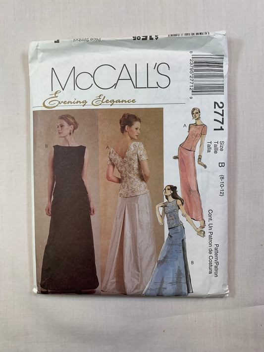 McCall's 2771 Misses'/Miss Petite Tops, Skirts, Gowns, Size 8-12, Uncut, 2000