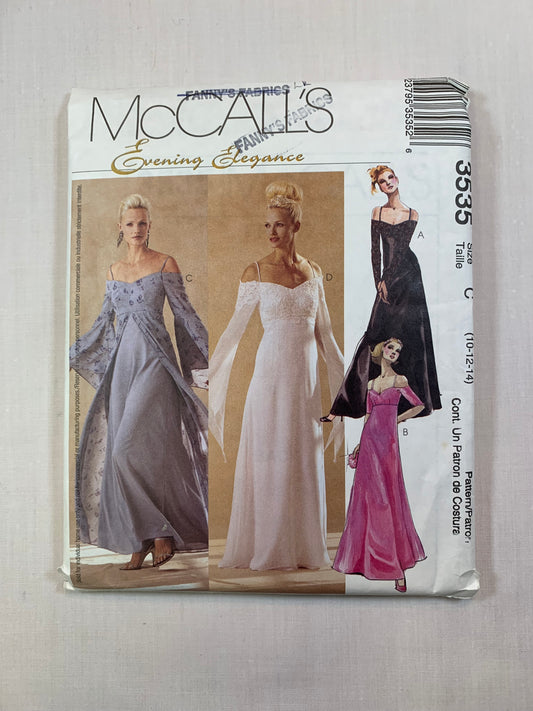 McCall's 3535 Misses'/Miss Petite Gowns, Dresses, Size 10-14, Uncut, 2002