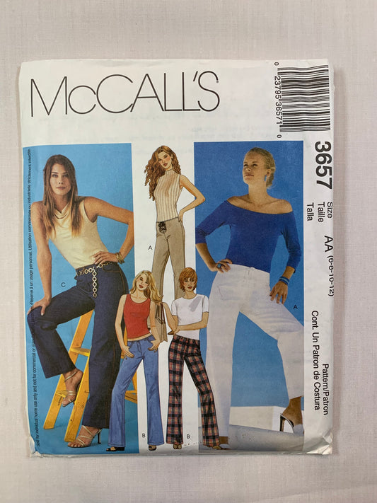 McCall's 3657 Misses' Pants, Size 6-12, Uncut, 2002