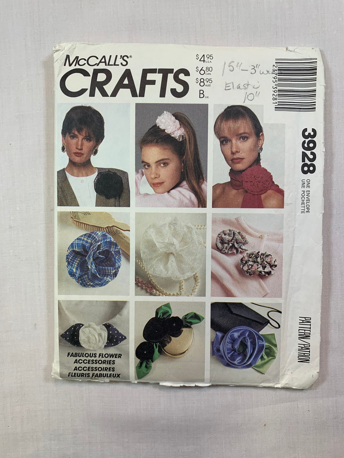 McCall's 3928 Crafts Flower Accessories, Cut, Vintage 1994