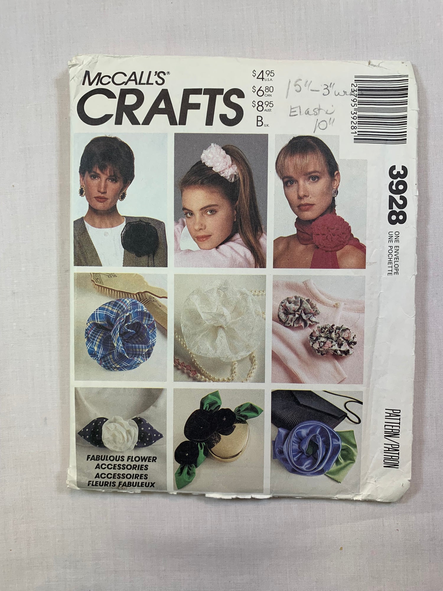 McCall's 3928 Crafts Flower Accessories, Cut, Vintage 1994