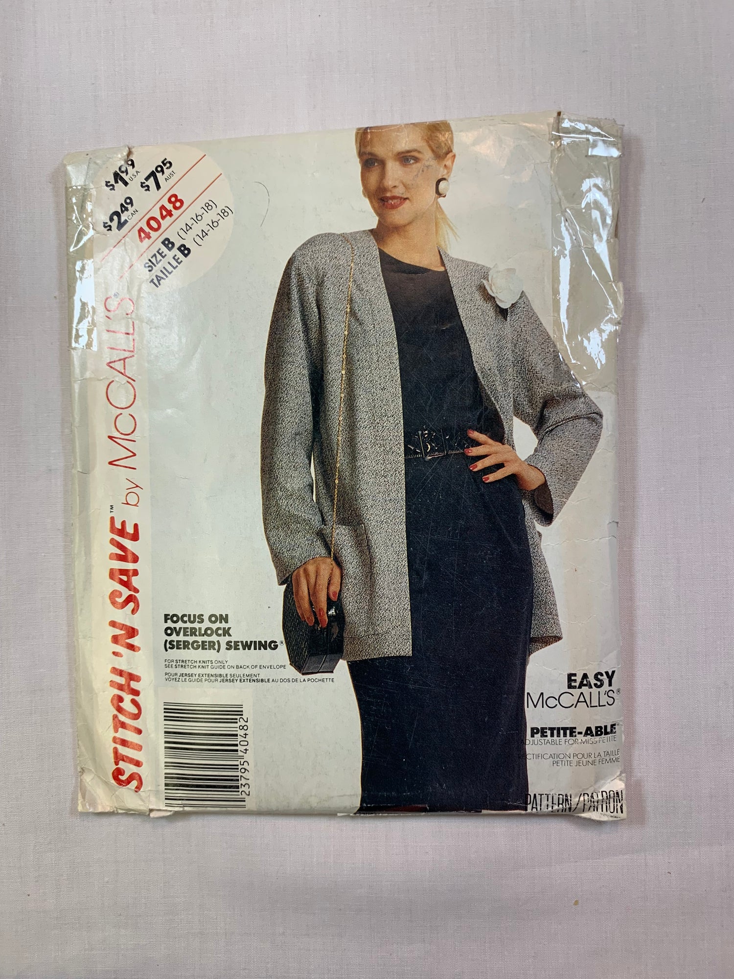 McCall's 4048 Misses' Jacket, Dress, Size 14-18, Uncut, Vintage 1988