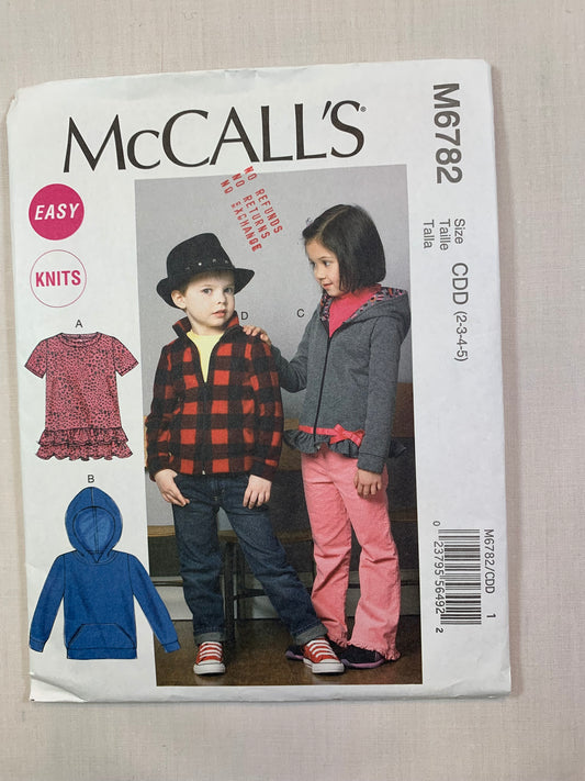 McCall's M6782 Boys' Girls' Jackets, Tops, Size 2-5 Cut, 2013