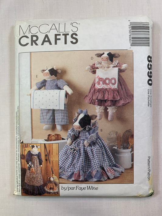 McCall's 8590 Craft, Home Decor, Cow Kitchen Accessories, Cut, Vintage 1997