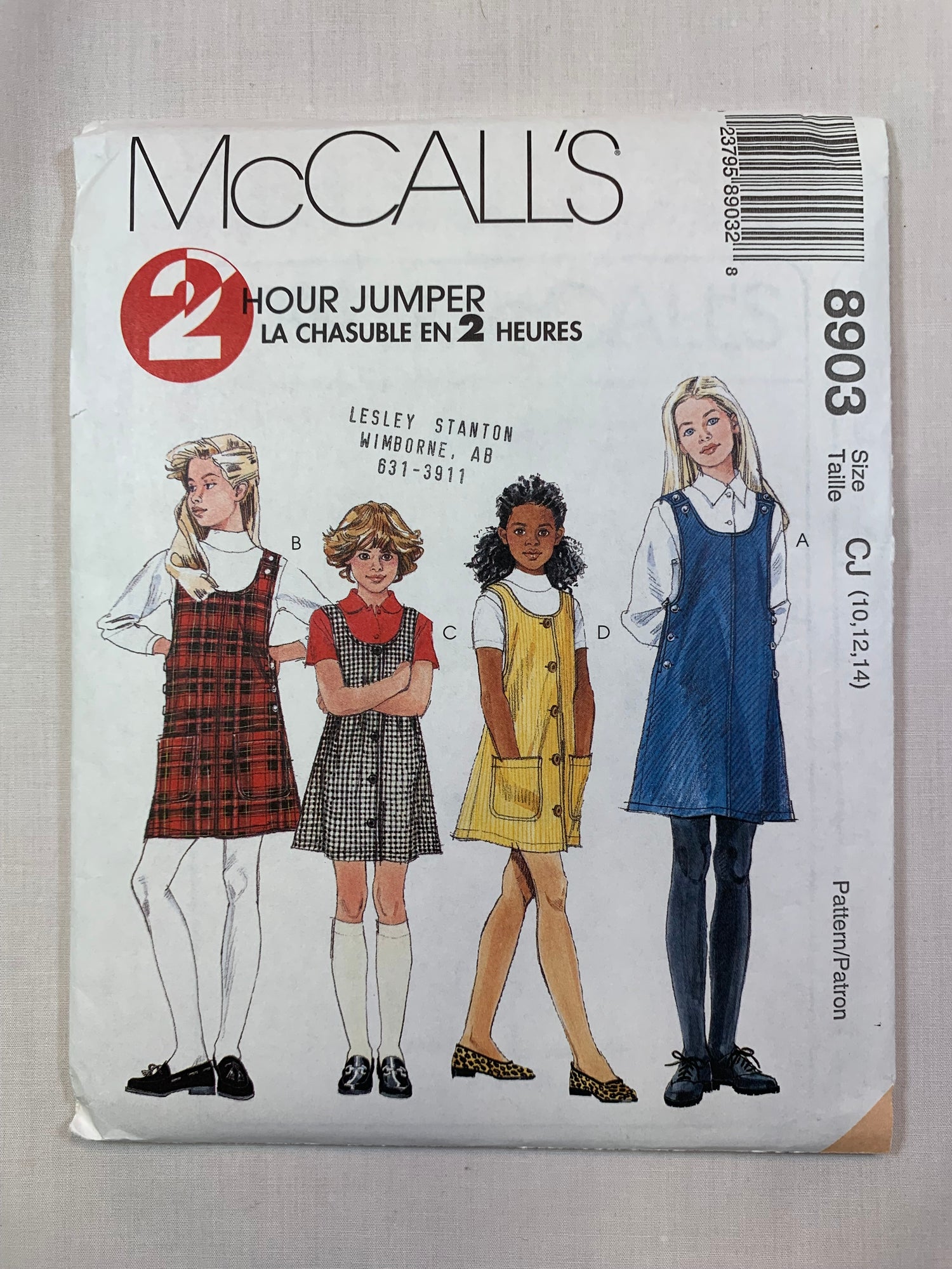 McCall's 8903 Girls' Jumper, Size 10-14, Uncut, Vintage 1997