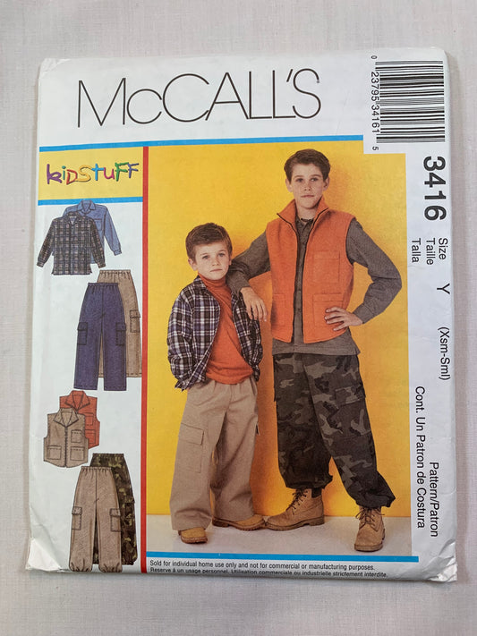 McCall's 3416 Children's, Boys' Vest, Pants, Shirts, Size 3-6, Uncut, 2004