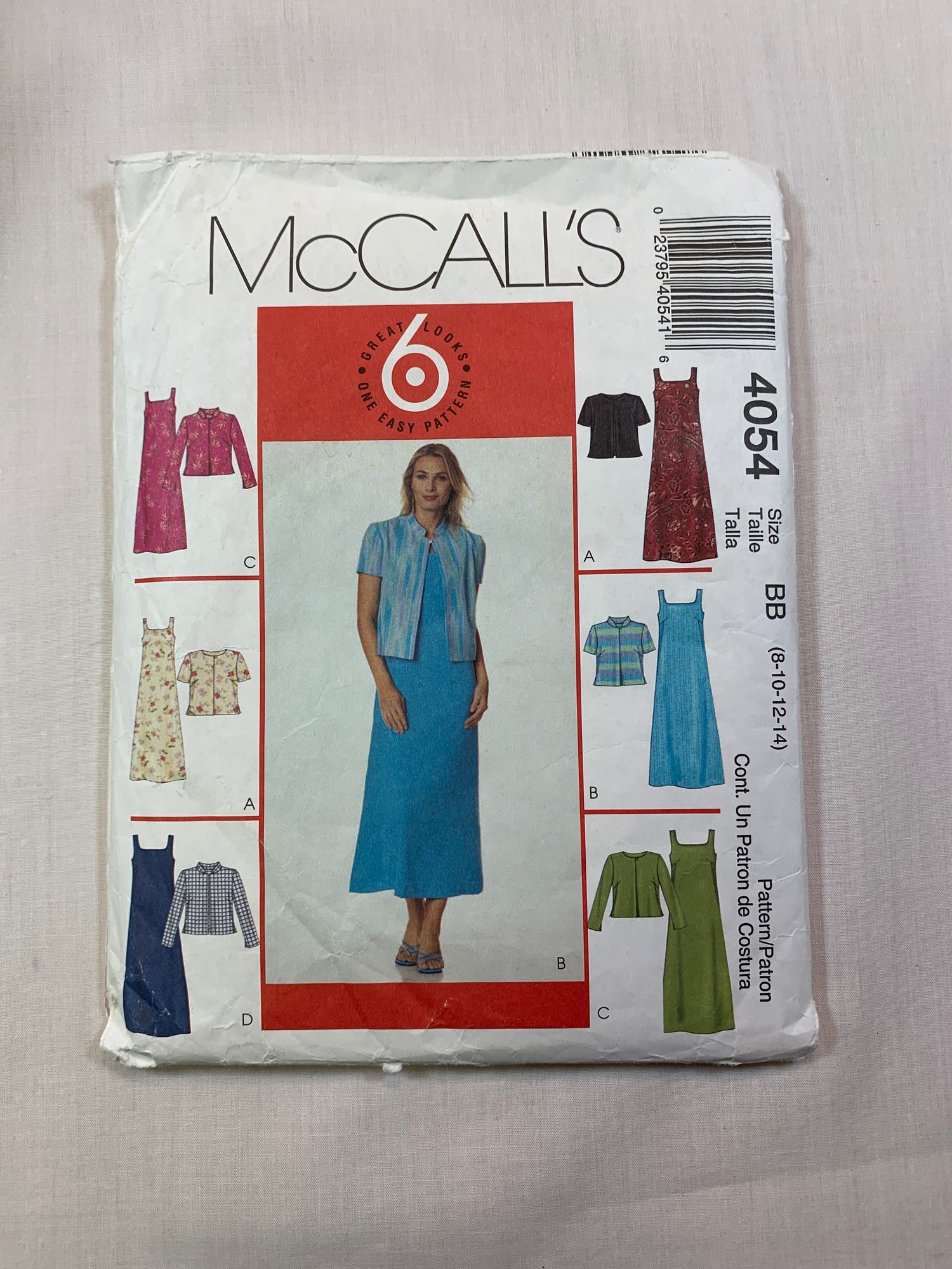 McCall's 4054 Misses'/Miss Petite Unlined Jacket, Dress, Size 8-14, Cut, 2003