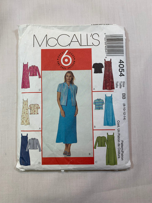 McCall's 4054 Misses'/Miss Petite Unlined Jacket, Dress, Size 8-14, Cut, 2003
