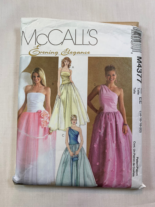 McCall's M4377 Misses' Dresses, Gowns, Size 14-20, Cut, 2004