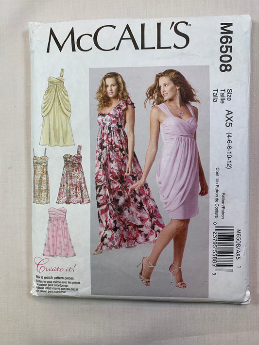 McCall's M6508 Misses' Lined Dress, Size 4-12, Cut, 2012
