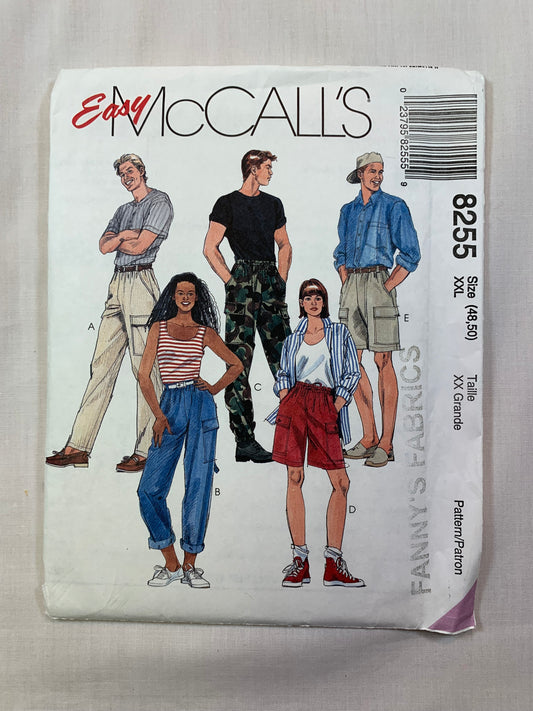 McCall's 8255 Misses' Men's, Pants, Shorts, Size 48-50, Uncut, Vintage 1996