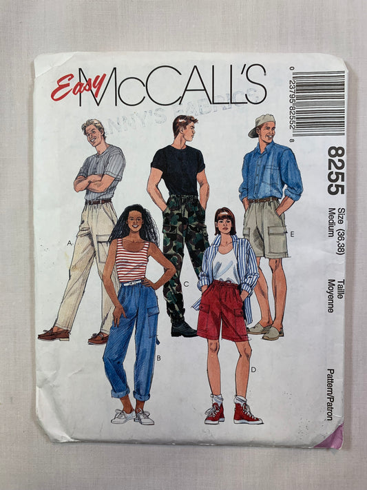 McCall's 8255 Misses' Men's, Pants, Shorts, Size 36-38, Cut, Vintage 1996