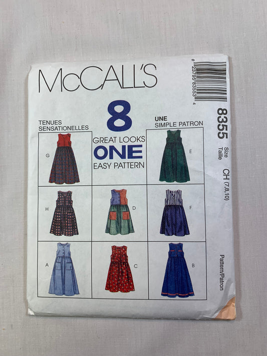 McCall's 6596 Children's, Girls' Dress, Jumper, Size 7-10, Uncut, Vintage 1996