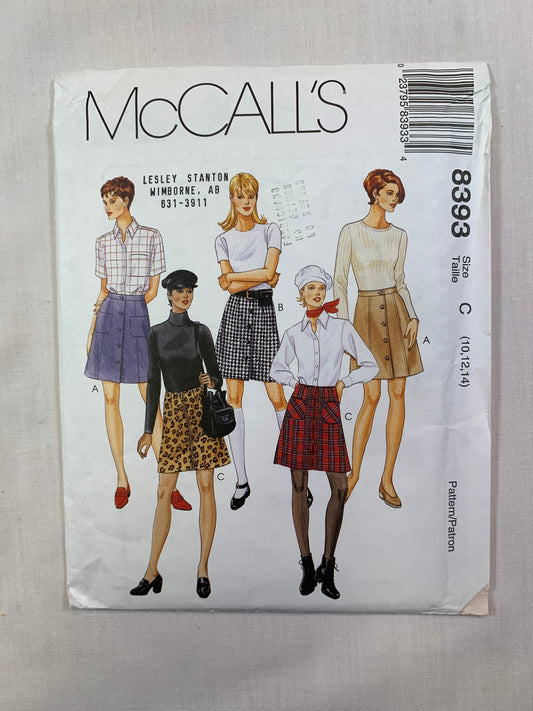 McCall's 8393 Misses' Skirt, Size 10-14, Uncut, Vintage 1996