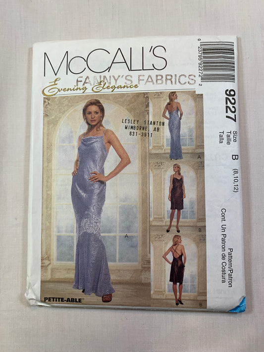 McCall's 9227 Misses' Dress. Size 8-12, Uncut, Vintage 1998