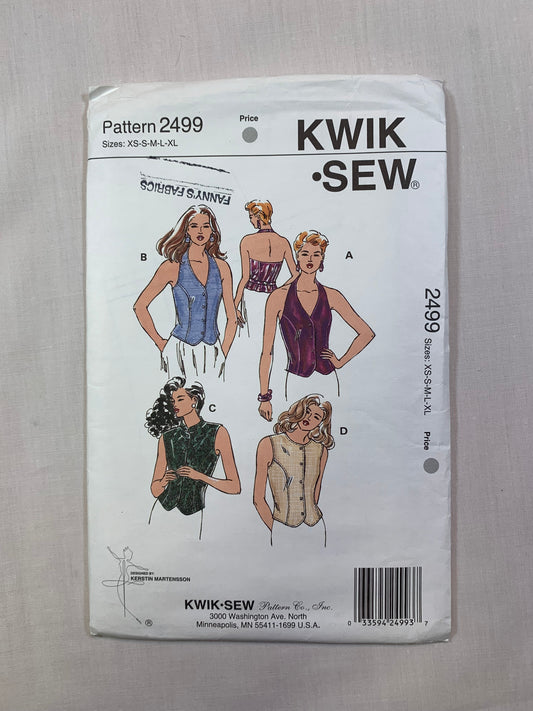 KWIK 2499 Misses' Tops, Size XS-XL, Uncut, Vintage 1995