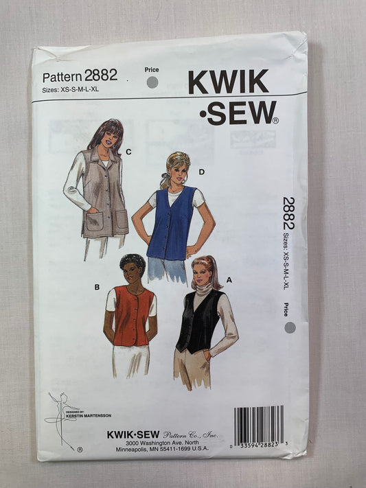 KWIK 2882 Misses' Vests, Size XS-XL, Uncut, 2000