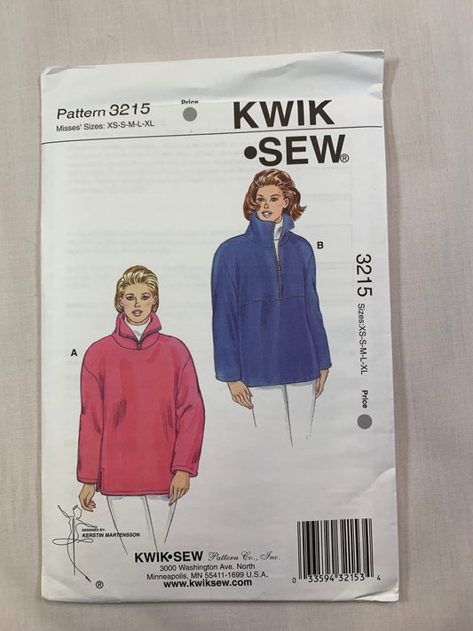 KWIK 3215 Misses' Tops, Size XS-XL, Uncut, 2003