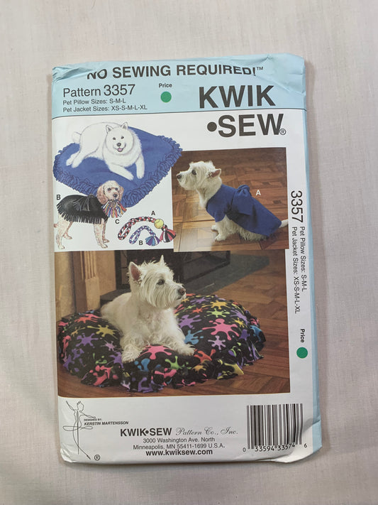Kwik Crafts, Pet Pillows, Jackets, Toys, Size XS-XL, Uncut, 2005