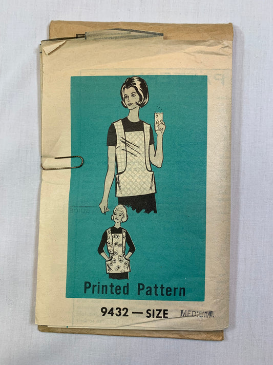Mail Ordered Sewing Pattern 9432 Misses' Apron, Size 12-14, Cut, Vintage 1948