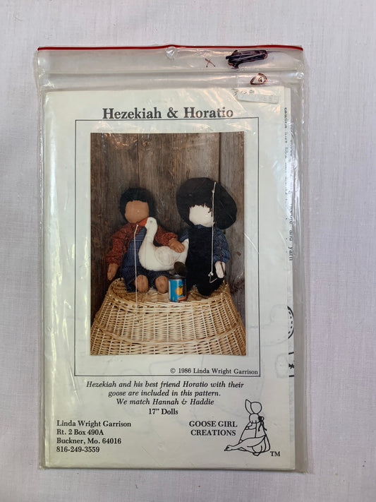 Goose Girl Creations Crafts Stuffed Hezekiah, Horatio, Goose, 17" Dolls, Uncut, Vintage 1986