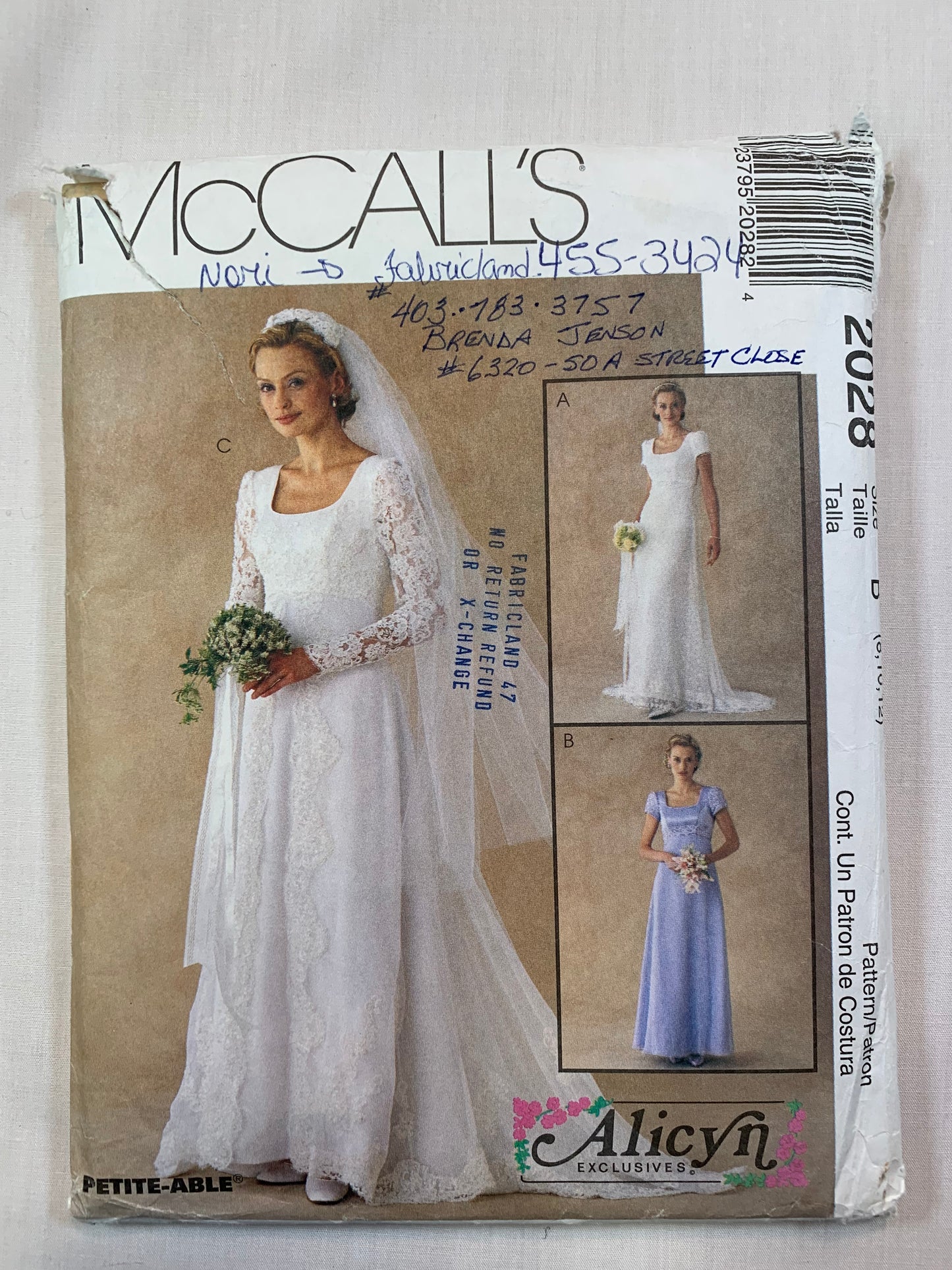 McCall's 2028 Misses' Gowns, Dress, Bridesmaid, Size 8-12, Cut, Vintage 1999