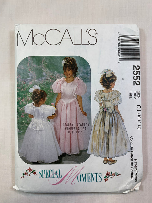 McCall's 2552 Girls' Dress, Petticoat, Size 10-14, Uncut, Vintage 1999