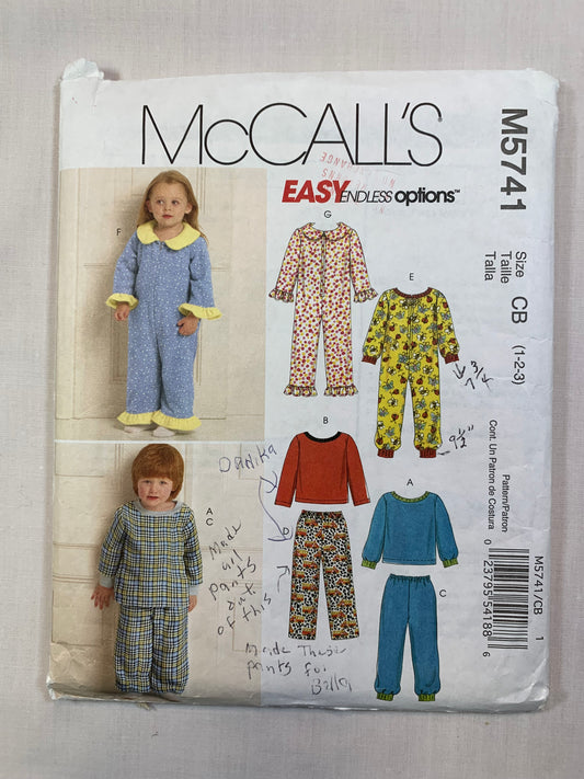 McCall's M5741 Toddlers' Girls' Jumpsuit, Tops, Pants, Size 1-3, Cut, 2008