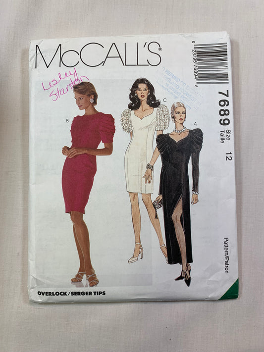 McCall's 7689 Misses' Dresses, Size 12, Uncut, Vintage 1995