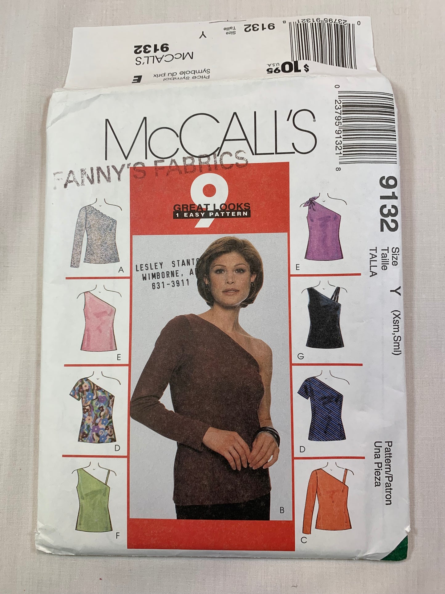 McCall's 9132 Misses' Tops, Size 4-10, Uncut, Vintage 1997