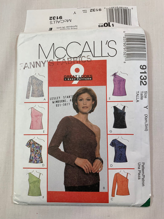 McCall's 9132 Misses' Tops, Size 4-10, Uncut, Vintage 1997