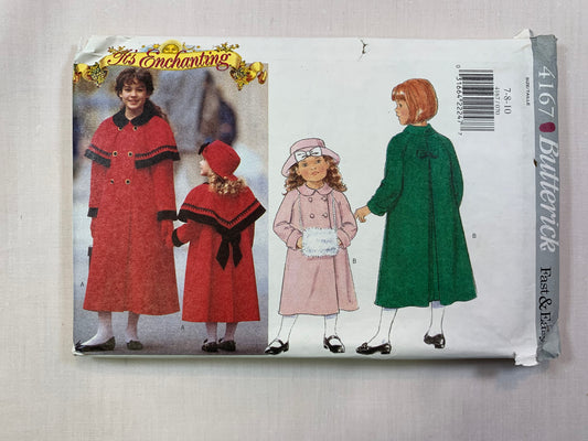 Butterick 4167 Girls' Coat, Capelet, Muff, Hat, Size 7-10, Uncut, Vintage 1995