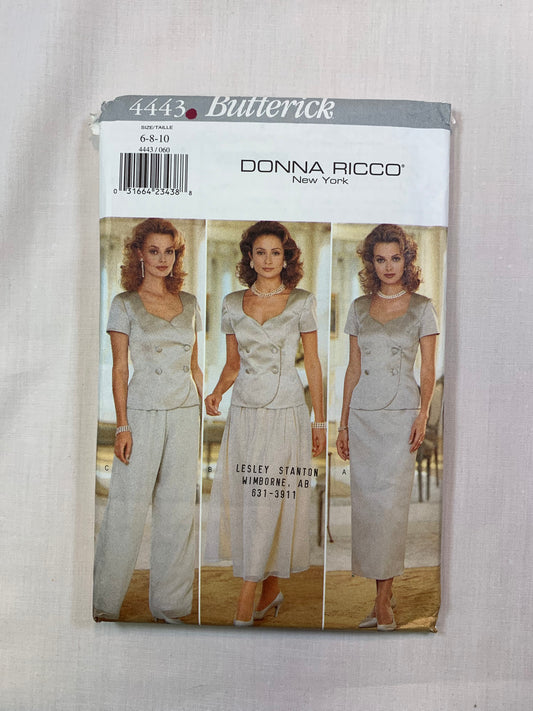 Butterick 4443 Misses' Top, Skirt, Pants, Size 6-10, Uncut, Vintage 1996