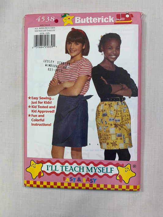 Butterick 4538 Girls' Skirt, Size 7-14, Uncut, Vintage 1997