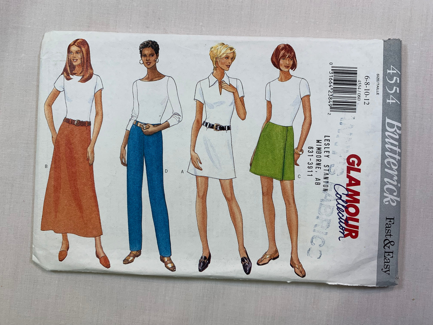 Butterick 4554 Misses' Skirt, Pants, Size 6-12, Uncut, Vintage 1996