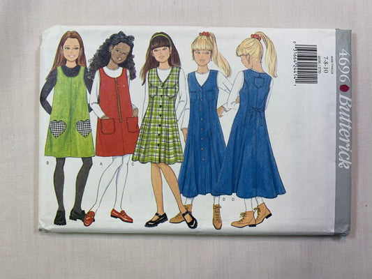 Butterick 4696 Girls' Jumper, Top, Size 7-10, Uncut, Vintage 1996