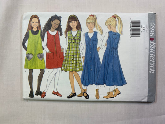 Butterick 4696 Girls' Jumper, Top, Size 12-14, Uncut, Vintage 1996