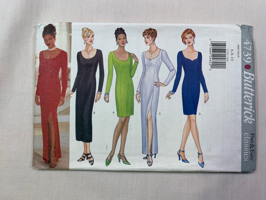 Butterick 4739 Misses' Petite Dress, Size 6-10, Uncut, Vintage 1996