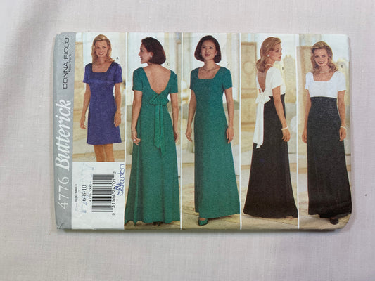 Butterick 4776 Misses' Petite Dress, Size 6-10, Uncut, Vintage 1996