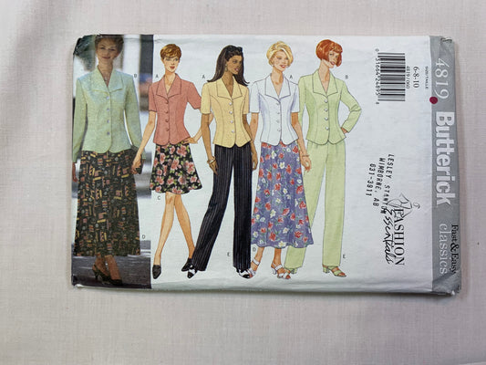 Butterick 4819 Misses' Petite Top, Skirt, Pants, Size 6-10, Uncut, Vintage 1997