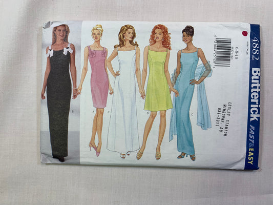 Butterick 4882 Misses'/Misses' Petite Dress, Size 6-10, Uncut, Vintage 1997