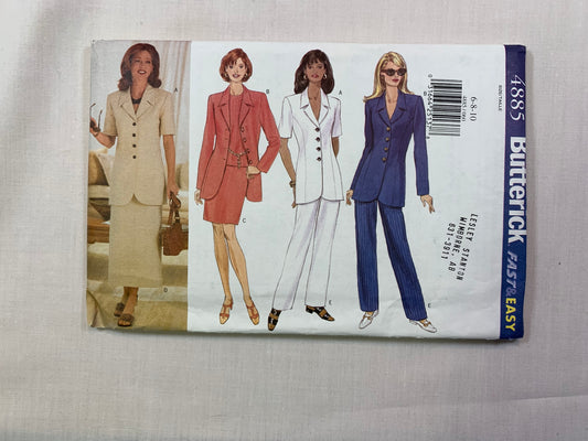 Butterick 4885 Misses' Petite Jacket, Skirt, Pants, Size 6-10, Uncut, Vintage 1997