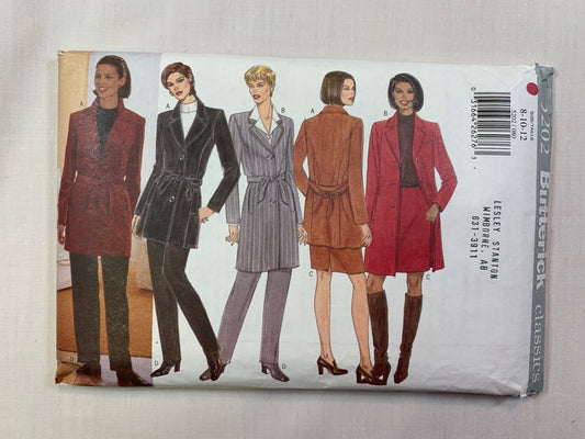 Butterick 5202 Misses'/Misses' Petite Skirt, Jacket, Belt, Pants, Size 8-12, Uncut, Vintage 1997